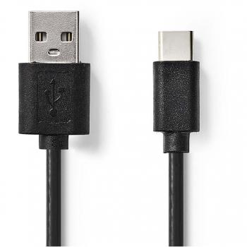 Cable USB 2.0 A a C de 1 m, Niquelado, 480 Mbps, 2.5 W, PVC Negro