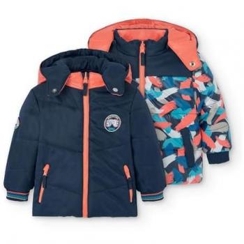 Boboli parka reversible de bebé niño con capucha, cierre de cremallera, plumífero y diseño reversible