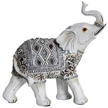 Figura Decorativa Elefante Blanco Plástico 10 x 22 x 21 cm