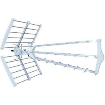 Metronic 415050 - Antena Exterior TDT Triple, Especial recepción difícil, Plegable, Montaje fácil, Compatible 4G, 4K Ready, conexión F, Ganancia 55dB, 25 Elementos, Color Blanco