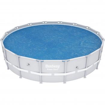 BESTWAY - Cobertor Solar para Piscina Desmontable Ø462 cm Redonda Fácil Instalación Azul Válido para Fast Set Ø549 cm, Steel Pro Ø457 cm y Power Steel Ø488 cm
