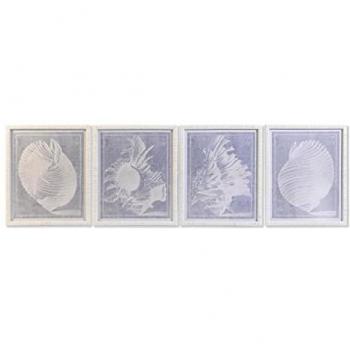 Cuadro DKD Home Decor Cristal Caracola 50 x 2 x 60 cm (4 Piezas)