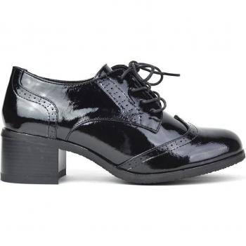 Zapatos de cordones de mujer con tacón y puntera redonda