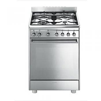 Cocina de Gas SMEG CX68MF8-2, Independiente, 72L, 3000W, Acero Inoxidable, 4 Zonas de Cocción, Clase A