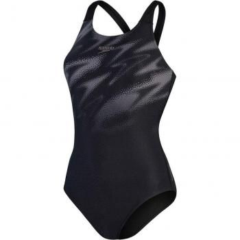 Bañador de mujer Speedo Hyperboom Placement Muscleback negro gris oscuro - Talla 40