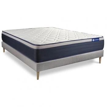 Kit Somier Gris + Colchón Actilatex MAX 150 x 190 cm - Látex y Espuma Viscoelástica, 7 Zonas de Confort, Grosor 26 cm