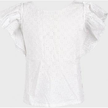 Blusa de niña de manga corta perforada en color blanco - La Ormiga 1122130301