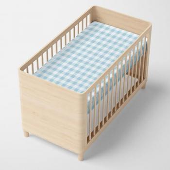 Bajera Infantil Vichy Azul 100% Algodón 150 TC para Cuna Maxicuna (70x140 cm) Fabricada en España