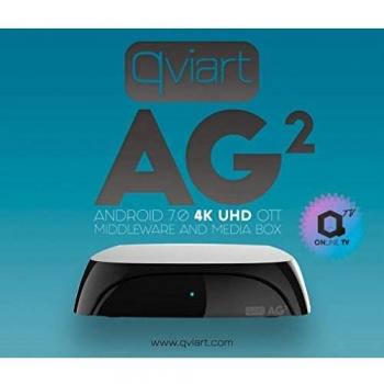 Qviart AG2 Receptor Streaming 4K UHD Ott Android 7 LAN y WiFi Dual Band, 2 GB DDR3 Ram, 16GB Flash, Bluetooth 4.1, QTV Online TV, VOD y Media Player, Color Negro