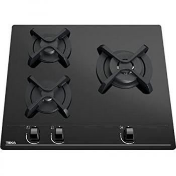Teka GBC 63010 KBB - 60 cm Black Glass Gas Hob with 3 Burners for Butane