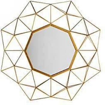 Espejo de Pared Dorado 69 x 80 cm Forma de Estrella Decorativo para Sala de Estar y Dormitorio