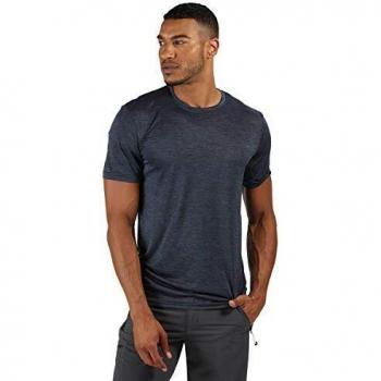 Regatta Fingal V-Camiseta Estampada para Deportes Activos, De Secado Rápido Y Manga Corta T-Shirts/Polos/Vests, Hombre, Dark Denim Marl, XXL