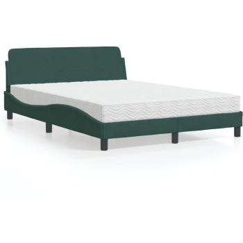 Cama con colchón terciopelo verde oscuro 140x200 cm Vidaxl