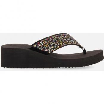 Chanclas Gioseppo con Cuña Negras y Adorno de Cristales para Mujer