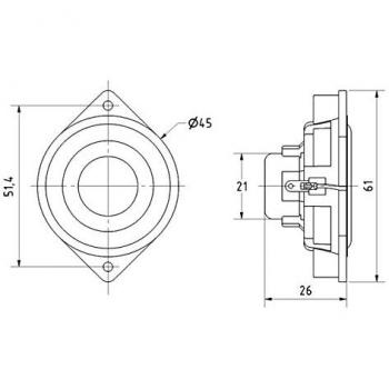 Altavoz Visaton BF 45, 4Ω, 4W, 90 Hz - 20 kHz, diámetro de 8 cm (3 in), forma redonda