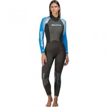 Salvimar Traje Húmedo De Buceo Caribe 3.0 Mm, Neopreno de 3.0 mm, diseño específico para buceo y freediving, color negro con inserciones azules, talla L