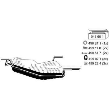Silenciador trasero ERNST 043038 para Opel General Motors 24422469 852416 24418548