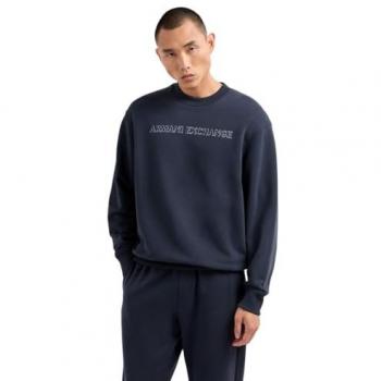 Armani Exchange Men's Regular Fit Navy Sweatshirt with Logo Print, Size L