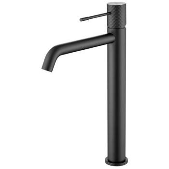 Grifo Monomando Alto para Lavabo de Latón con Apertura en Frío - Diseño Moderno Color Negro Mate