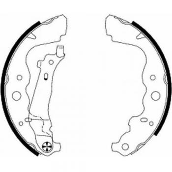 Juego de zapatas de freno HELLA 8DB 355 000-301 para DACIA, LADA, MERCEDES-BENZ y NISSAN con accesorios y palanca de freno