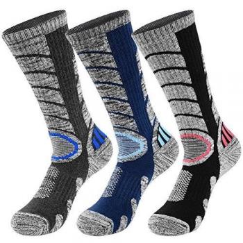 Calcetines Compresión para Mujer Hombre - Mallas Largo Algodon Tela Colores Medias Elástico Todos 3 Pares Lana Fitness Sport Socks para Trekking Correr Bicicleta Moto Futbol Hunter Frio Esqui Nieve