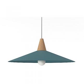 Lámpara de Techo Funnel Monocolor de Metal y Madera, Diámetro 40 cm, E27, Máx. 42W, Azul Mediterráneo, Diseño Cónico, Eficiencia Energética A++
