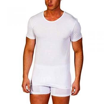 ZD ZERO DEFECTS Camiseta Interior de Hombre de Manga Corta Hilo de Escocia - Color Blanca- Talla S