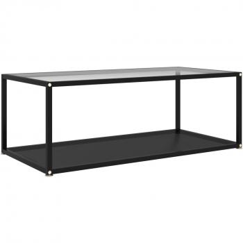 vidaXL Tempered Glass Coffee Table - Transparent and Black, 100x50x35 cm (39.4x19.7x13.8)