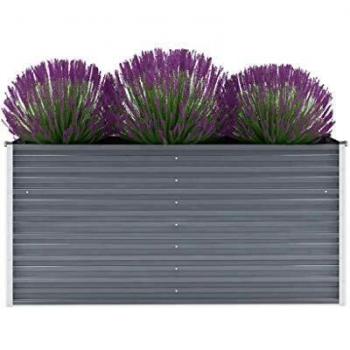vidaXL Arriate de Jardín de Acero Galvanizado 160x40x77cm Gris Florero Patio