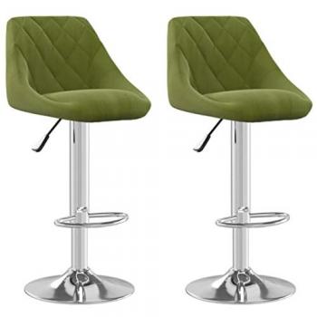 Taburete de cocina 2 unidades de terciopelo verde claro Vidaxl 947838, taburetes ajustables, diseño moderno, ideal para casa, bistró, pub o restaurante