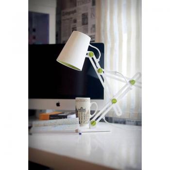 Lámpara de mesa Looker 1 bombilla E27, blanco mate / verde