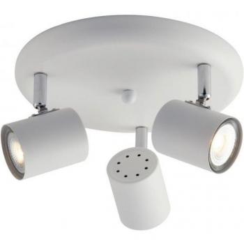 Plafonnier Spot 3 Ampoules Métal Blanc 23,5x12cm