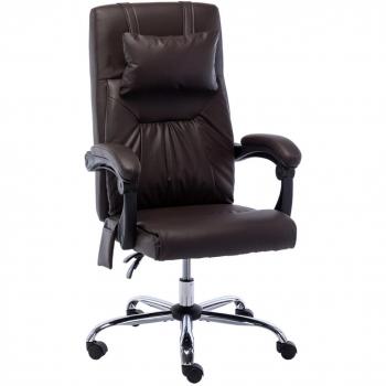 Silla de oficina de masaje marrón en cuero sintético