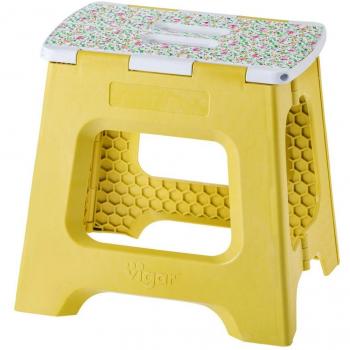 Vigar Taburete Compact Plegable Bergamot On Top Amarillo Y Blanco 34x28x32 cm