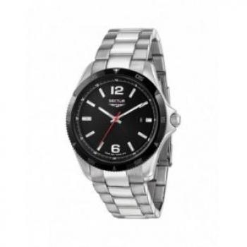 Reloj Hombre Sector R3251239005 Negro, correa de acero inoxidable, esfera negra, resistencia al agua 100 metros, cronógrafo, indicador de fecha