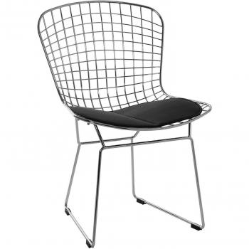 Silla BERTOIA -Chrome Edition--Cojín negro-Unica Inspiración Bertoia de Harry Bertoia