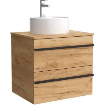 Mueble de baño Salgar Born 80 cm con 2 cajones, lavabo sobre encimera y acabado en roble