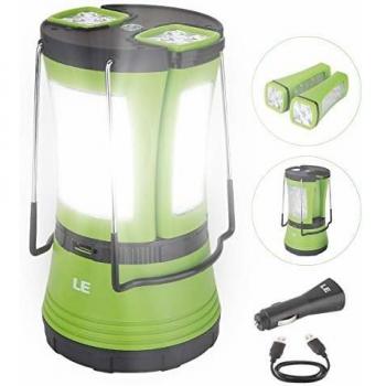 LE 3 in 1 Camping Lantern with 2 Detachable Torches, 600 Lumen, Camping Lights Rechargeable or Battery Powered, Outdoor Camping Accessories for Tent, Caravan, Emergency, Fishing, Power Cuts and More