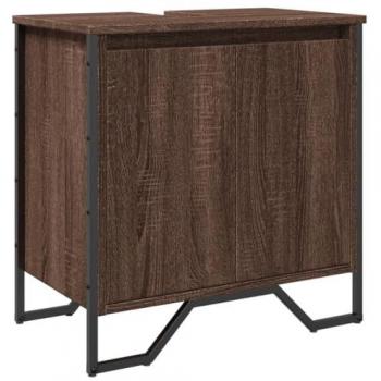 Mueble de baño armario lavabo madera ingeniería roble marrón 60x35x60 cm