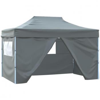 Gazebo Profesional Plegable 4 Paredes 3x4m Acero Antracita