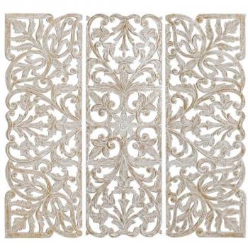 Decoración de Pared DKD Home Decor Dorado Blanco Hierro Romántico Madera MDF (40 x 2 x 120 cm)