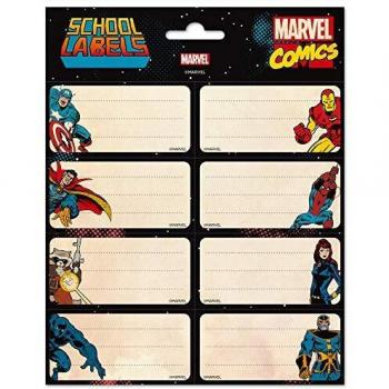 Etiquetas adhesivas Marvel, Los vengadores - Etiquetas para libros / Pegatinas nombre libros