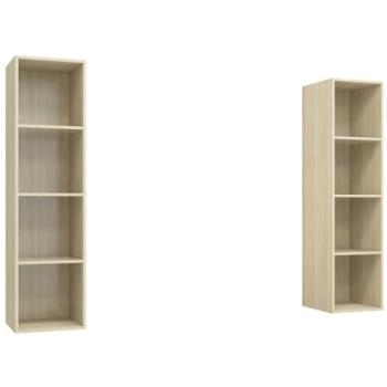 Mueble de TV de pared multimedia en roble Sonoma - 2 piezas - Almacenamiento práctico - Diseño contemporáneo