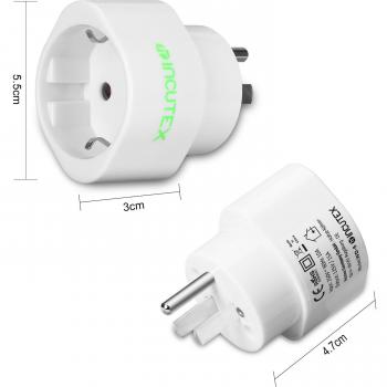 Incutex 2X Adaptador USA Tierra, Adaptador Estados Unidos 3 Pin, Adaptador USA Tipo B, Blanco