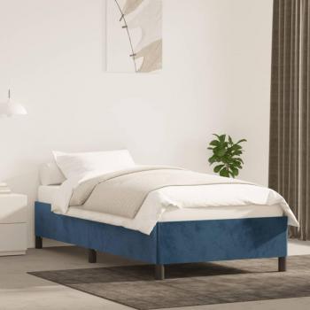 Cama solar sin colchón azul oscuro 90x190 cm en terciopelo, estructura de cama de terciopelo azul 90x190 cm Vidaxl Azul