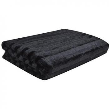 vidaXL Manta throw negra de piel artificial 150 x 200 cm