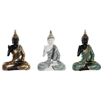 Figura Decorativa DKD Home Decor 19 x 10 x 26,5 cm Azul Dorado Buda Verde Oriental (3 Piezas)