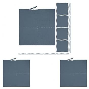 Esteras de Goma EVA 60x60 cm, 16 Piezas, Alfombra Puzzle Protector para Gimnasio, Gris, 3m²