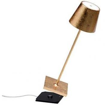 Lámpara de Mesa LED Poldina Pro Oro, recargable y regulable