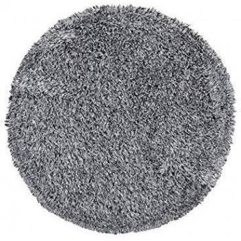 Alfombra Shaggy Redonda de Pelo Largo 140 cm en Negro y Blanco con Mechones de Algodón Cide